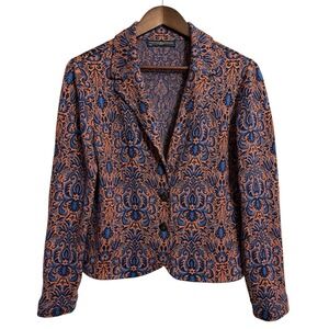 Peruvian Connection Florentine blazer jacket women's small tapestry knit Pima